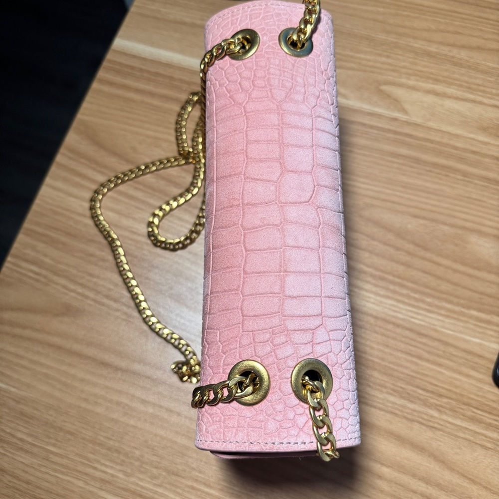 Brandon Blackwood Pink Croc-suede Bag - Picture 5 of 11